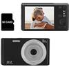 ZADCCS Videocamera, Videocamere digitali vintage da 44 MP Registrazione time-lapse Videocamera fotografica 4K Videoregistratore compatto Vlog for regalo for bambini(No SD Card,Noir)