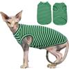 OUOBOB - Maglione per gatti Sphynx, traspirante, senza pelo, a righe, girocollo, estivo, per animali domestici