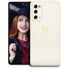 POUHYE Cover per Samsung Galaxy Note 20 Custodia Originale, Gomma Gel di Silicone Liquida Cover con Protezione Fotocamera, Morbida Sottile e Antiurto AntiGraffio Case con Motivo a Amore Cuore Bianco