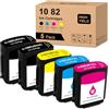 Yongairuink Compatibile con 10 82 C4844A C4911A C4912A C4913A cartuccia d'inchiostro di ricambio per HPQ Designjet 100 100plus 500 500ps 500Plus 800 800ps 815 815mfp 820 820mfp (5 p), 2 pezzi, 2 pezzi