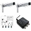 WEB world electronic business Kit antenna TV DVB-T2 completo di 2 Antenne UHF 20 elementi, Amplificatore da palo con filtro LTE e 5G e alimentatore 12V a 2 uscite Ricezione UHF