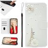 SEHEYA Cover per Oppo Reno 8 Pro 5G Pieghevoli Libretto Custodia Portafoglio PU Pelle Bianco Brillantini Parigi Torre Diamante Motivo Flip Case Magnetica Protezione Caso