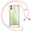 Pnakqil Cover per Samsung Galaxy A05 con Cordino, Trasparente Custodia con Laccio Tracolla Cellulare Girocollo Collana Protettiva per Samsung A05 6.7, Rosa