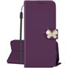SEHEYA Cover per Realme 8 4G / Realme 8 Pro 4G Pieghevoli Libretto Brillantini Farfalla Strass di Cristallo Custodia Libro in PU Pelle 3 Tasche Magnetica Folio Caso, Viola Scuro