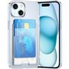 DEVASO Cover per iPhone 15 Custodia Trasparente con Porta Carte，Portafoglio Custodia Protettiva in Silicone Sottile Morbido TPU Anti-Graffio Tasche Case per 2 Carte