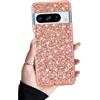 SEHEYA Cover Brillantini per Google Pixel 8 Pro Glitter Silicone Case Hybrid Morbido Antiurto Custodia Diamante Lucciante Cristalli Design Cover Cellulari Donne Ragazze, Oro Rosa