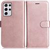 DENDICO Cover per Galaxy S21 Ultra, Premium Portafoglio PU Custodia in PU Pelle, Flip Libro TPU Bumper Caso per Samsung Galaxy S21 Ultra, Rosa