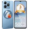 Ausriray Smartphone Android, 6GB+64GB/TF 2TB Telefono Cellulare, Display 6.56 HD+, Batteria 5000mAh, Fotocamera 13MP+8MP, Telefono 4G Dual SIM, Face ID/GPS, Garanzia 2 Anni, Blu