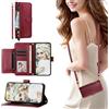 SEHEYA Cover Libro per Xiaomi Redmi Note 10 Pro 4G Custodia Cordino Tracolla Regolabile in Pelle PU con Cerniera e Slot Schede Chiusura Magnetica Case Portafoglio Donna, Rosso Scuro