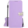 SEHEYA Cover per Oppo A94 5G Pieghevoli Libretto Brillantini Farfalla Strass di Cristallo Custodia Libro in PU Pelle 3 Tasche Magnetica Folio Caso, Viola Pastello