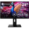 AG Neovo EM2451 Monitor 4K da 24, 3840 x 2160 UHD, IPS, 100% sRGB, 93% DCI-P3, altezza regolabile, pivot, USB-C con alimentazione da 65 W, Dual HDMI 2.1, DisplayPort 1.4