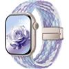 Yoohoo Cinturini Compatibile con Apple Watch 49mm 46mm 45mm 44mm 42mm 41mm 40mm 38mm, Magnetico Nylon Solo Loop per iWatch 11 10 9 8 7 6 5 4 3 2 1 Ultra SE 3 2 1, Cinturino Intrecciato Elastico