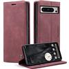 Monweicz Cover Compatibile con Google Pixel 8 Pro, Custodia Portafoglio con Slot per Scheda, Protezione Completa Premium in Pelle PU, Flip Libro Magnetica Google Pixel 8 Pro, Vino Rosso