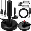 KRUMAD Dvbt2 Antenna con amplificatore interno, antenna TV per tutti i trasmettitori, antenna per TV, antenna TV, amplificatore antenna, ricezione TV digitale senza satellite, ricevitore DVBT2, nero