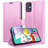 Eirltiy Cover per Samsung Galaxy A51 Portafoglio Pelle PU Premium, Custodia Scomparti Carte Antiurto Protettiva Case con 1 Vetro Temperato, Rosa