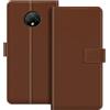 ESACMOT Custodia folio in similpelle per Doogee X95 Pro - Marrone | 6.52 Custodia portafoglio flip con portacarte, supporto e chiusura magnetica, stile dalla texture raffinata
