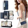 SEHEYA Cover Libro per Xiaomi Redmi 10 4G / Redmi 10 2022 Custodia Cordino Tracolla Regolabile in Pelle PU con Cerniera e Slot Schede Chiusura Magnetica Case Portafoglio Donna, Blu Navy