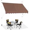 GYMAX Tenda da Sole a Bracci Regolabile in Altezza, Tenda da Sole con Manovella per Balcone, Tenda Impermeabile e Resistente al Sole, Altezza Regolabile da 2M a 3M, per Finestra (Marrone, 200 CM)