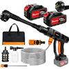 HSHa Idropulitrice portatile senza fili, 21 V, 45 Bar/652 PSI con 2 batterie da 3,0 Ah, ugello regolabile 6 in 1, tubo flessibile da 5 m, per pulizia e irrigazione di auto/pavimento/giardino
