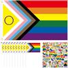 yisight Bandiera LGBTQ, yisight lgbtq gay pride bandiera del capo set, Bandiera Dell'orgoglio Arcobaleno, 90x150cm, 10 Bandiera LGBT Piccola, 50 LGBT Sticker, per Parate del Pride Day
