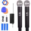 GOEDCH 2 pezzi microfono senza fili: nero karaoke, microfono senza fili, microfono a mano con ricevitore ricaricabile, microfono senza fili per karaoke, canto, feste, matrimoni, DJ