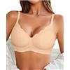 Avidlove Reggiseno Push-up Senza Cuciture Senza Ferretto da Donna Comodo con Imbottitura Generosa Morbido Scollo a V Bralette Classico Beige S