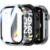 Rojeuinn 2 pezzi Cover per Xiaomi Redmi Watch 6/6 nfc, Custodia protettiva con protezione per lo schermo, 360° Antigraffio Antipolvere Ultra Sottile Custodia protettiva in PC- Nero+Trasparente