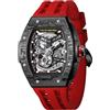 TSAR BOMBA Orologi automatici da uomo Orologio da uomo di lusso Cinturino in gomma fluorocarbonica rossa Fibra di carbonio nera Impermeabile Quadrante grande Regalo 8228CF