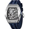 TSAR BOMBA Orologi automatici da uomo Orologio da uomo di lusso Cinturino in silicone blu Acciaio inossidabile argento Impermeabile Quadrante grande Regalo 8228A