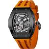 TSAR BOMBA Orologi automatici da uomo Orologio da uomo di lusso Cinturino in silicone arancione Acciaio inossidabile nero Impermeabile Quadrante grande Regalo 8228A