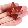 Lovionus89 Diaspro rosso naturale Merkaba, protezione per la meditazione, generatore di energia, guarigione, Chakra, stella a sei punte, 1 pollice