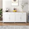 MASAJIA Credenza moderna a 4 ante, credenza da cucina con ripiani regolabili e 3 cassetti, armadio per riporre oggetti, cassettiera camera da letto per soggiorno, sala da pranzo, stile scandinavo