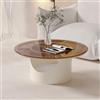 OAKVYNE Tavolino Da Salotto Rotondo In Vetro Temperato -Design Industriale Con Struttura In Ferro - Per Soggiorno, Balcone O Ufficio, Facile Da Montare(White)
