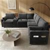 VS VanShine L divano con funzione sleep, divano modulare, divano ad angolo, divano letto, ciniglia, con console centrale reversibile, porte USB e porta bevande, per soggiorno, appartamento, 227 × 202