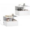 HOMCOM Set di 2 Comodini Camera da Letto Sospesi con Stazione di Ricarica, Coppia di Comodino Salvaspazio Moderno con Cassetto e Scomparto Aperto, Tavolini per Camera da Letto, 40x35x30 cm, Bianco