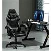 mcc direct Sedia da ufficio ergonomica, da scrivania, girevole, da gioco, da gioco (grigio)