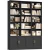 FirFurd 209 cm Libreria Verticale, Libreria da Parete a 4 Ante Nero
