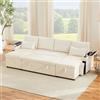 Kebnor Divano letto a 4 posti a U con portabevande, divano ad angolo con vano portaoggetti e funzione sleep. Include portabevande e cuscini. Divano multifunzionale per soggiorno/appartamento (beige)