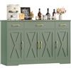 HOCSOK 140 cm Credenza Cucina, Mobile Cucina con 3 Cassetti e 4 Armadi, Buffet Mobile Moderno, Credenza Soggiorno, Mobile per Cucina Ingresso Foyer, Sala da Pranzo, Verde