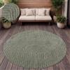 Paco Home Tappeto Cucina Da Esterno Salotto Moderno Balcone Terrazo Motivo Scandinavo Motivo Boho Monocolore, Dimensione:Ø 200 cm tondo, Colore:Verde
