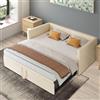 MISNODE Divano Letto Multifunzionale Estensibile 90/180 X 200 cm, Divano Allungabile a 2 Posti con Rete a Doghe, Letto Matrimoniale in Velluto, Beige, Nessun Materasso (Beige, 90/180 x 200 cm)