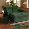YOUDENOVA Divano letto 3-in-1, Poltrona letto con funzione salotto, Divano relax con schienale regolabile a 5 posizioni, Divano a 2 posti letto con tavolo e tasche laterali, Coste Verde