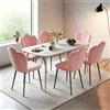 Chleby Set di 6 Sedie da Pranzo in Velluto Eleganti Sedia con Seduta Imbottita e Gambe in Metallo Sedie da Cucina con Schienale a Petalo per Sala da Pranzo, Soggiorno, Camera da Letto, Cucina, Rosa