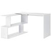 [en.casa] Scrivania Angolare con Scaffale Ruotabile a 180° Tavolo per PC Postazione di Lavoro Scrivania a L con 2 Ripiani (AxLxP) 77x120x50 cm per Ufficio Studio - Bianco