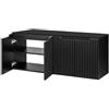[en.casa] Mobile Sottolavabo Doppio NEWPORT da Parete a 4 Ante e Ripiano Mobile Pensile Sottolavandino per Bagno con Frontali Decorativi 160x60x40 cm - Nero