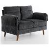 Azkoeesy Divanetto Compatto 2 Posti 124 cm in Tessuto Chenille, Stile Mid-Century con Cuscini Imbottiti, Gambe Effetto Legno, Salvaspazio per Soggiorno, Camera da Letto e Appartamento (Nero)