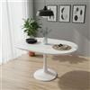 Solisburne Tavolo da pranzo allungabile, rotondo, per 4-6 persone, tavolo da pranzo, pieghevole, per soggiorno, tempo libero, stile semplice, bianco, 100/140 x 100 x 75 cm
