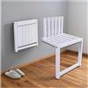 NQNFWCRJ Sgabello Pieghevole da Parete in Legno Massello Con Struttura a Gambe H35/42 cm Sgabello Cambio Scarpe da Porta per La Casa Ripiegabile a 90° Carico Massimo 150Kg Ferramenta Rinforzata