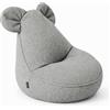 POKAR Pouf Bambini con Orecchie di Topo 68x68x50 cm | Poltroncina Sacco in Tessuto Bouclé e Imbottitura in Schiuma PU | Sedia Montessori per Cameretta e Gioco | OEKO-TEX | Made in EU | Grigio Soffice