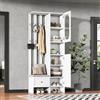 ZKLOEP 85 x 33,5 x 200 cm, mobile con 2 armadi, in vetro temperato, set di armadi per ingresso bianco, stand appendiabiti con scarpiera e imbottitura